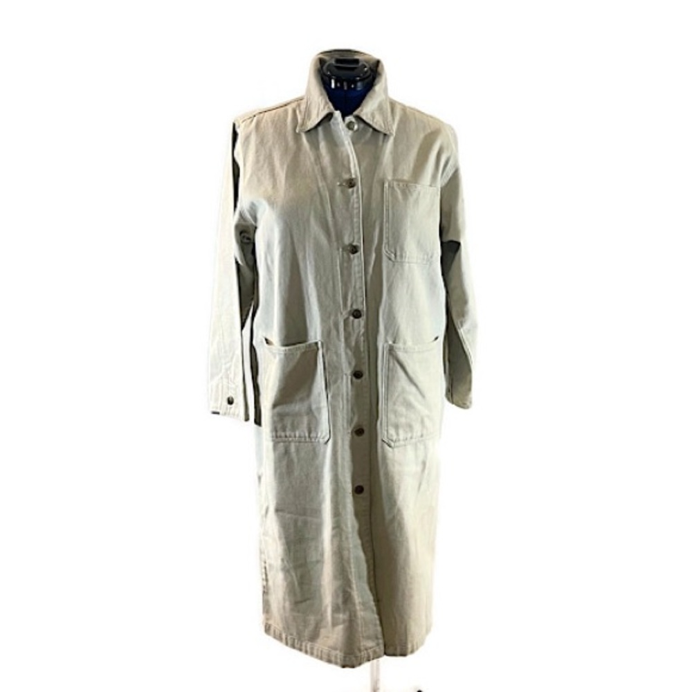 Christopher & Banks Beige Vintage Denim Trench Coat